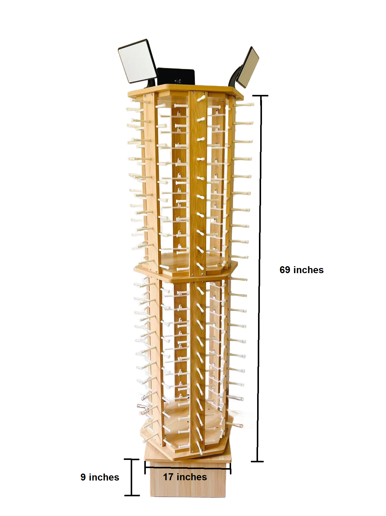 Rotating High-Quality Light Wood 132 Pairs Sunglasses Display DS-132