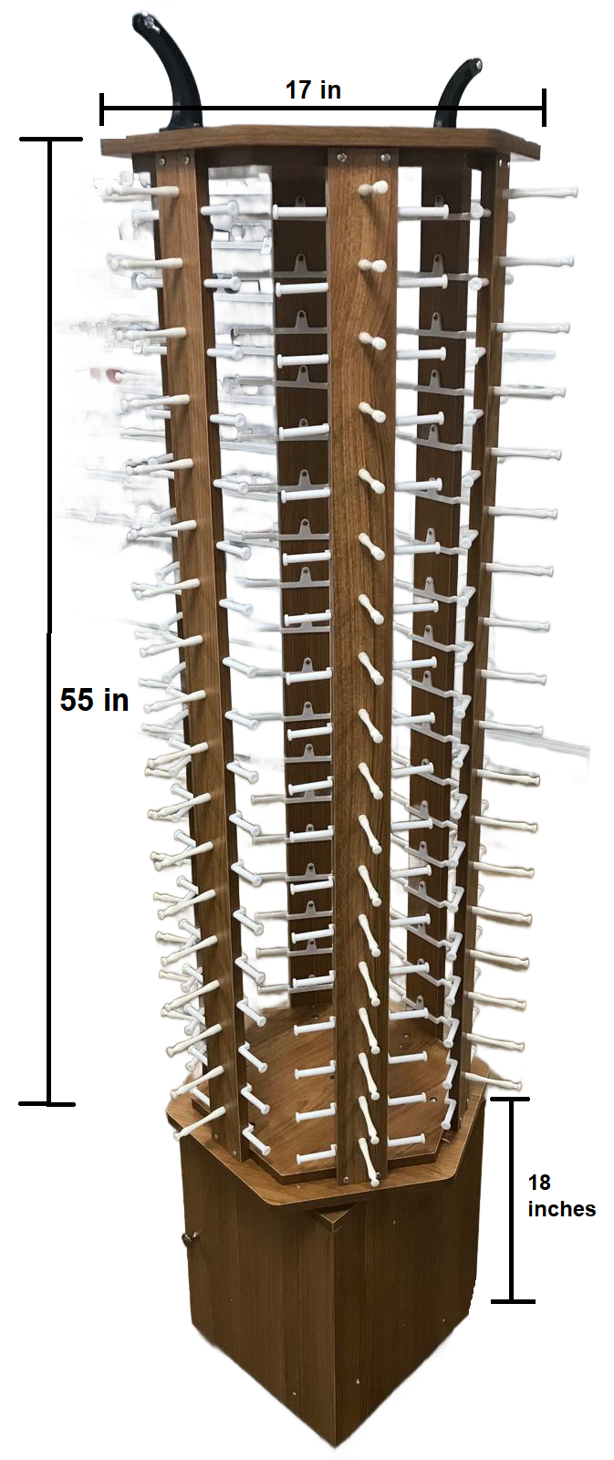 High Quality Dark Wood Sunglasses Display with storage, 360° Rotating, 114 Pairs Glasses Rack, with Mirrors and Wheels DS-W114