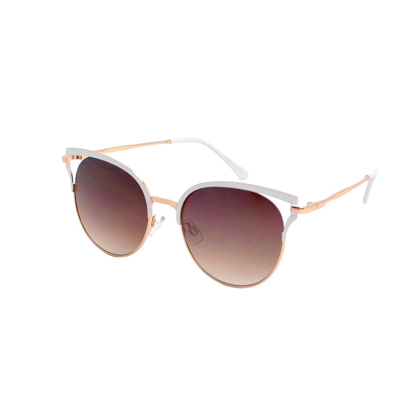 Women’s Retro Cat Eye Round Sunglasses with Cut-Out Temple Accents HJ10113