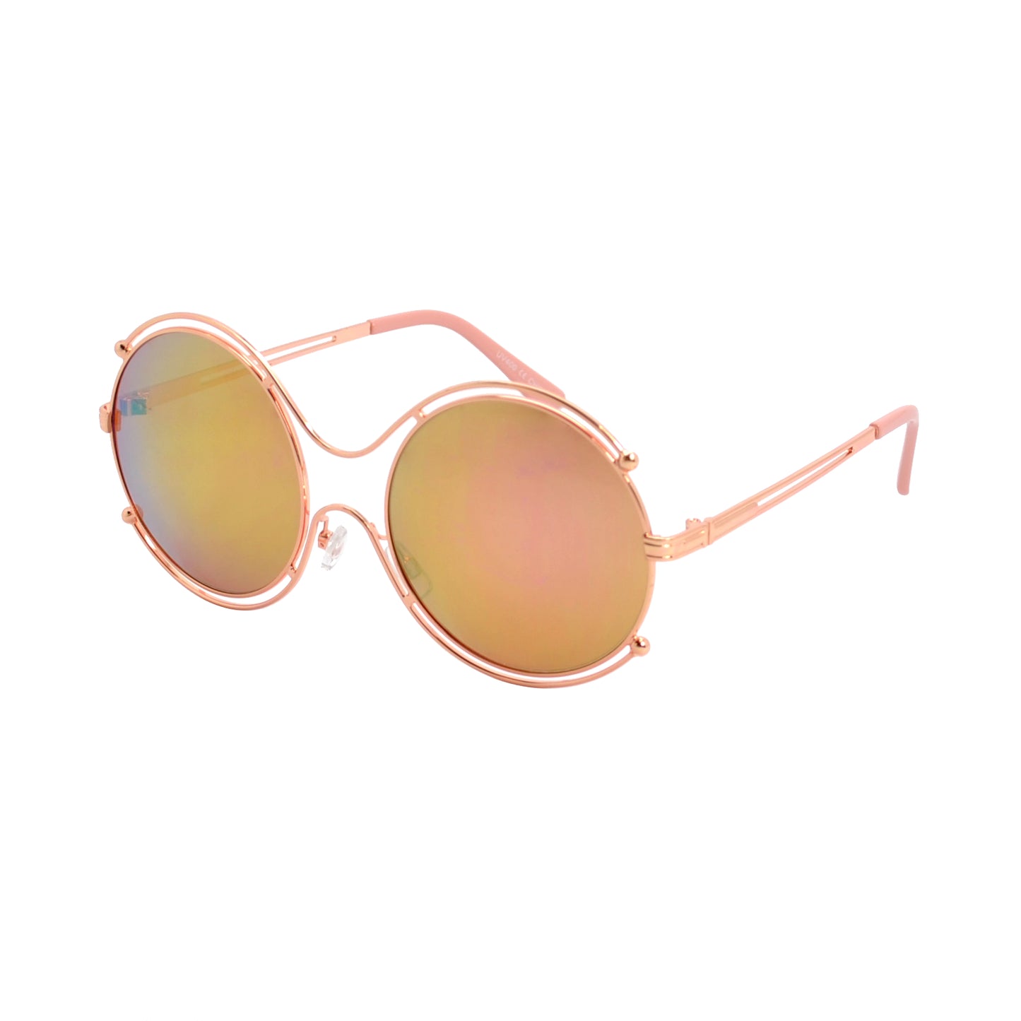Round Cut-Out Sunglasses with Luxury Double-Rim Metal Frame and Orb Accents HJ10119