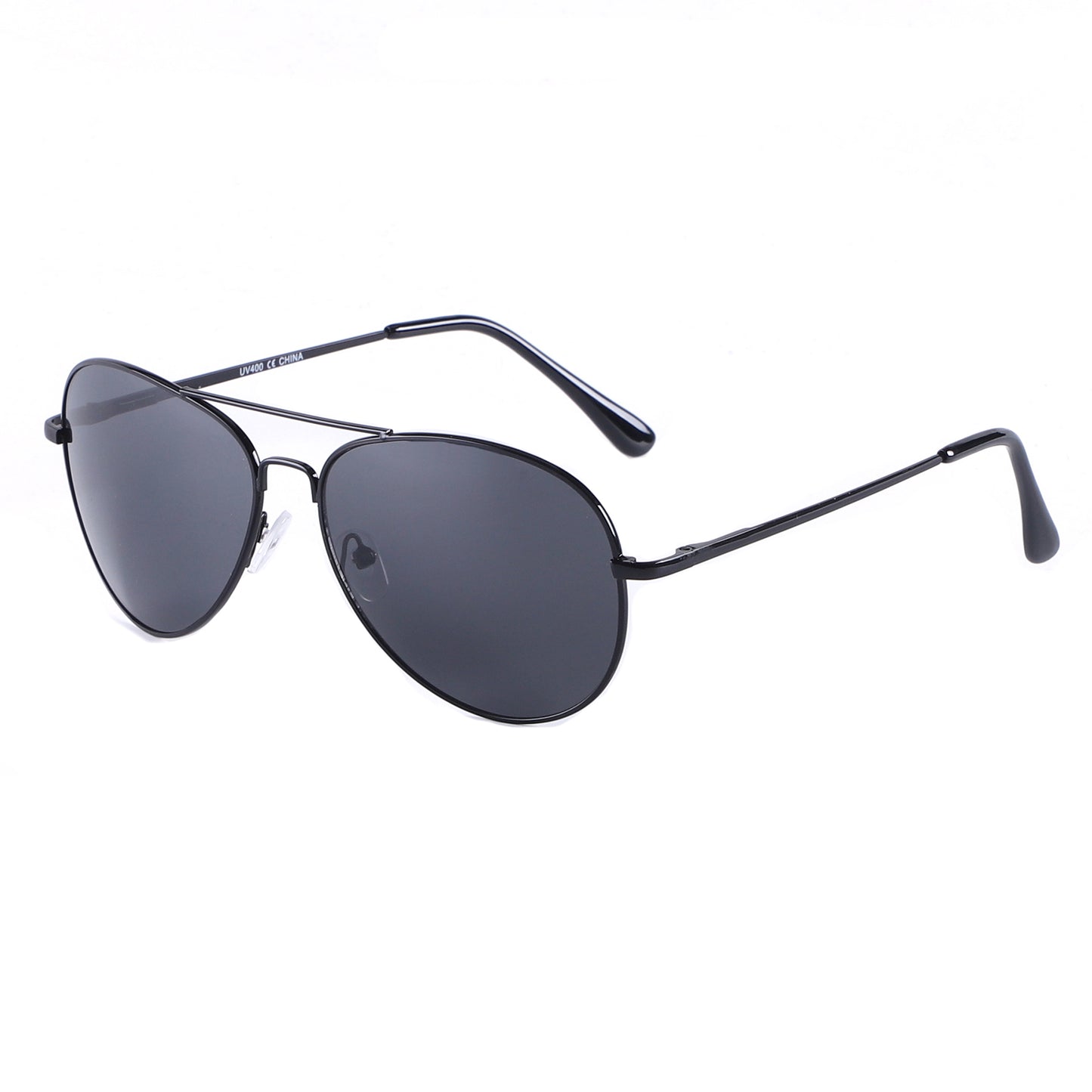 Classic Metal Aviator Sunglasses with Slim Double Bridge and Comfort Grip Temples J0791