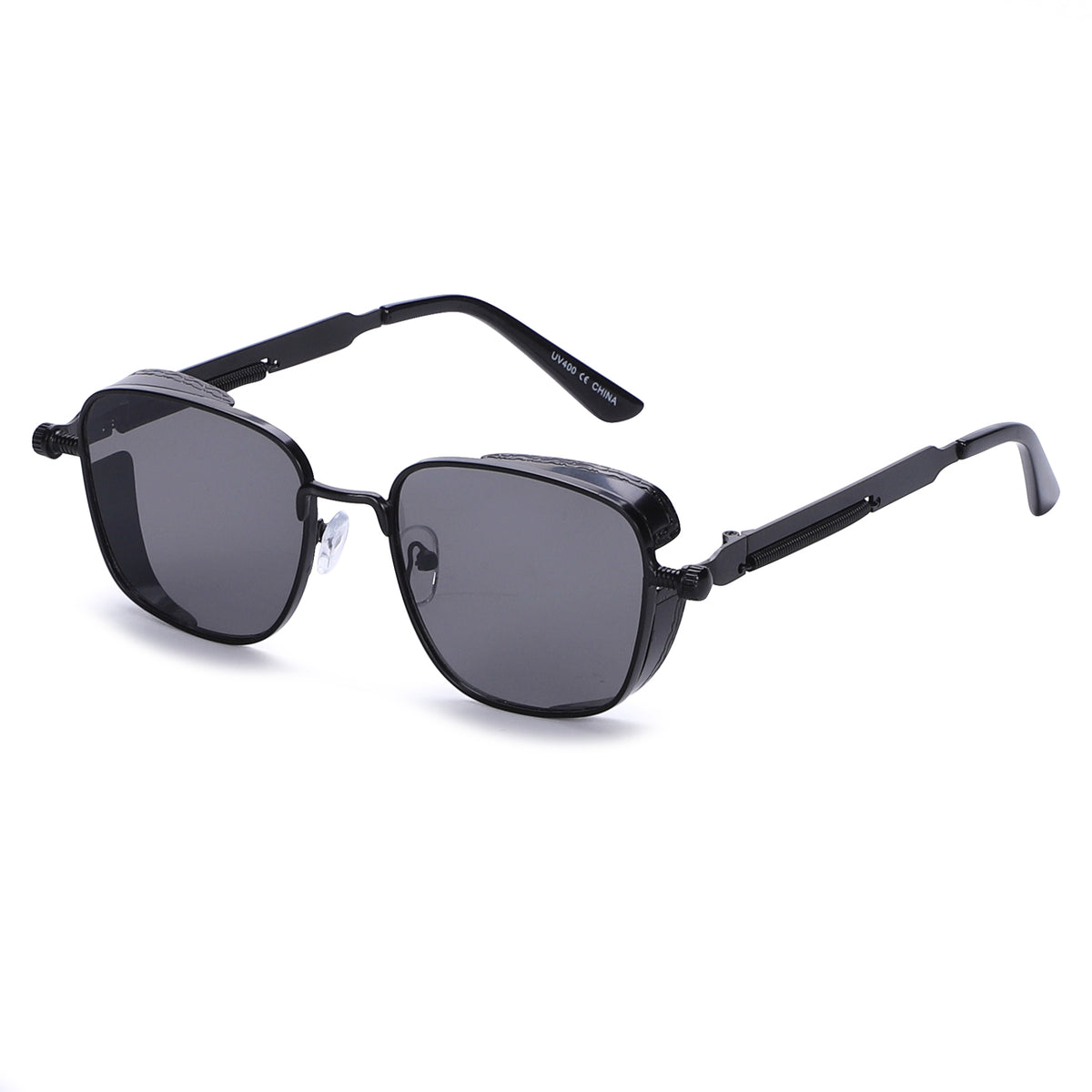 Retro Steampunk Blue Light Glasses with Mesh Side Guards and Spring Hinges J10968