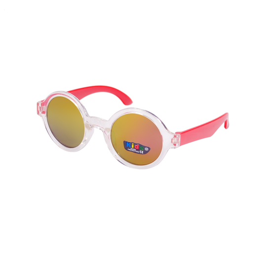 Kids' Round Frame Sunglasses with Colorful Contrast Temples K073