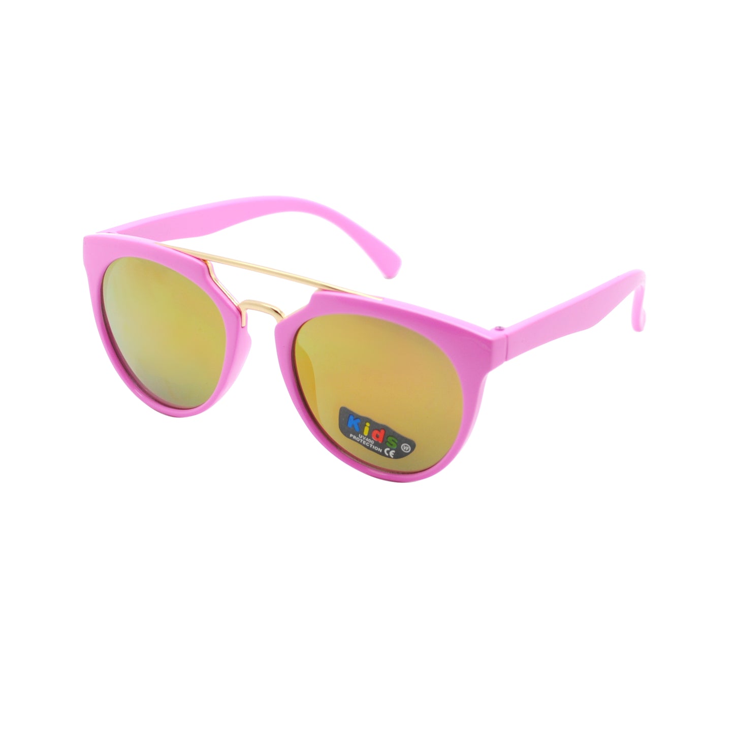 Kids' Fashion Mirrored Sunglasses with Gold Top Double Bridge K10043