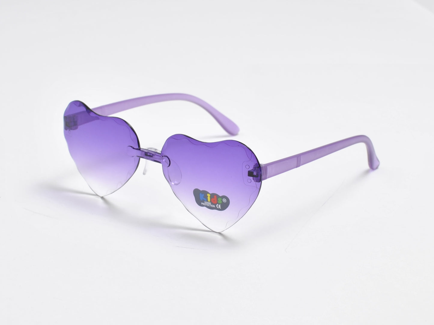 Kids' Rimless Heart-Shaped Sunglasses with Transparent Gradient Lens K10600