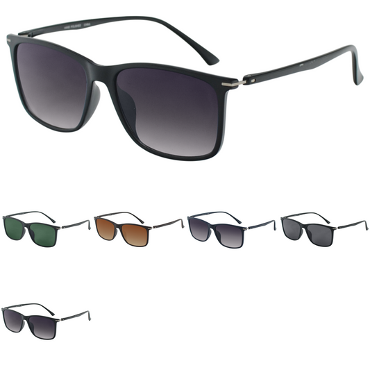 Men's Slim Square Frame Sunglasses with Metal Accent Detail P10598