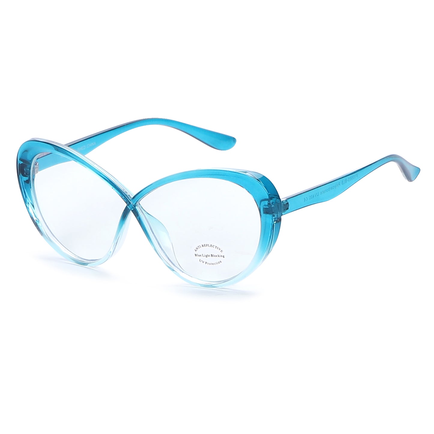 Elegant Cat Eye BLB Glasses with Slim Temples & Tortoise Accents P10985-BLB
