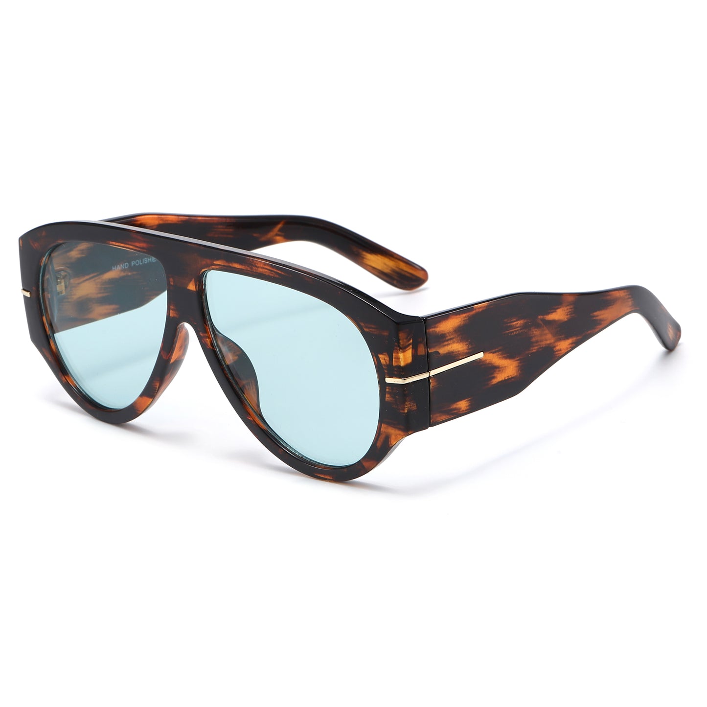 Oversized Tear Drop Visor Sunglasses with Sleek Gold Line Temple Accent P11151