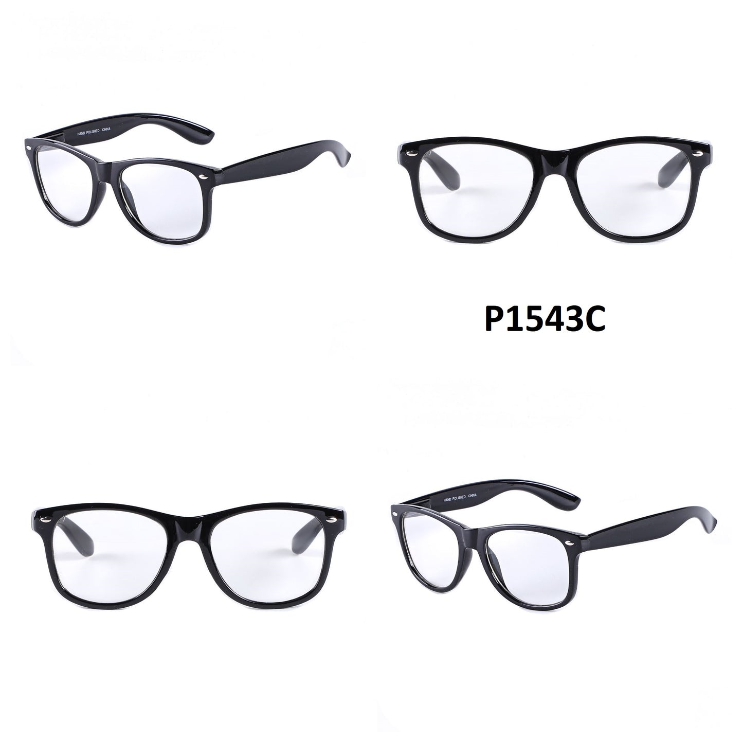 Classic Black Wayfarer Clear Lens Glasses P1543C