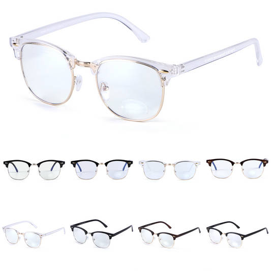 Browline Blue Light Blocking Glasses with Thin Temples and Corner Accents P1947-BLB