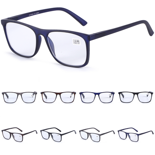 Timeless Unisex Square Frame Reading Glasses in 10+ Custom Reading Powers RJ10464