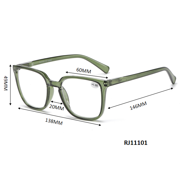 Unisex Minimalist Square Reading Glasses with Slim Comfort Fit Temples RJ11101
