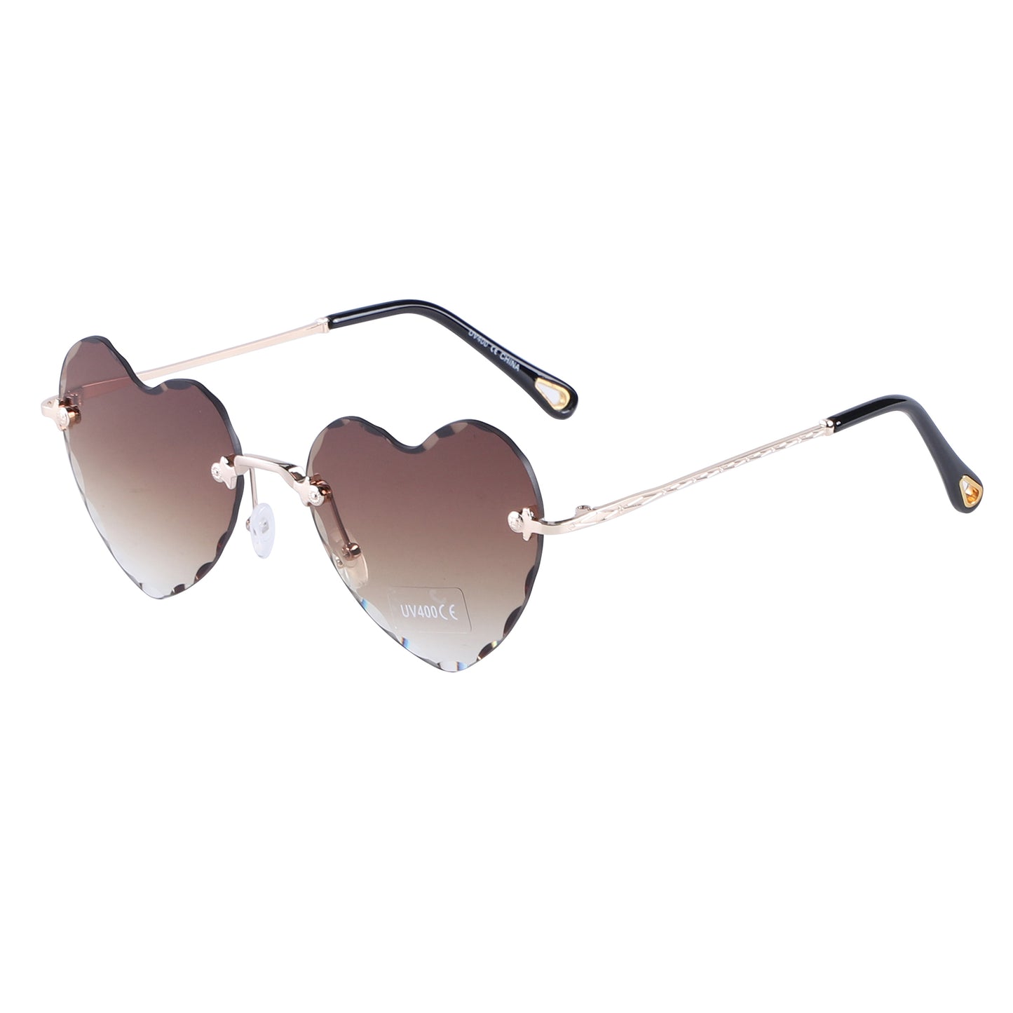 Vintage-Inspired Gradient Heart Sunglasses with Scalloped Lens Detail SK10490