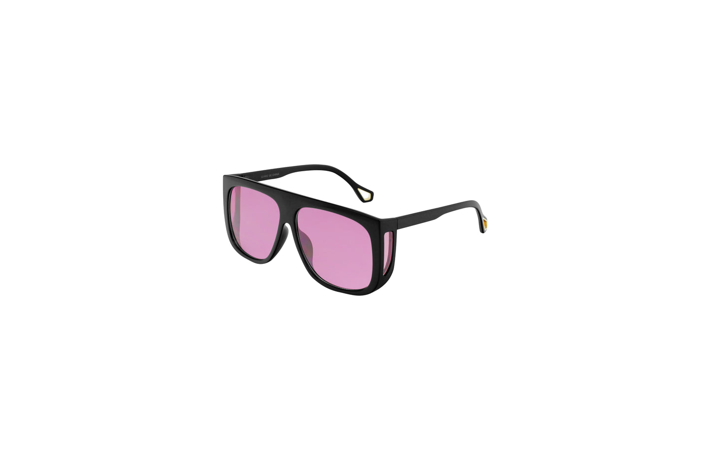 Retro Square Shield Sunglasses with Flat Top Brow & Side Cut-Outs SK10585