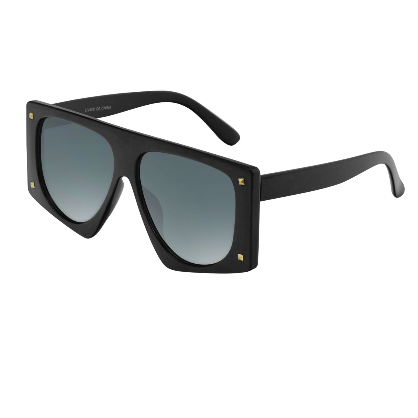 Oversized Square Flat Top Sunglasses with Gold Stud Accents SK10631