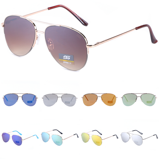 Lightweight Aviator Metal Frames with Gradient & Mirror Lenses SS10518