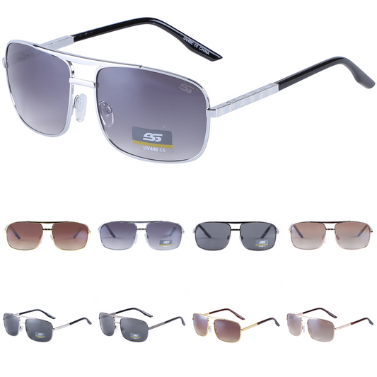 Modern Navigator Sunglasses with Square Metal Frame and Gradient Lens SS8050