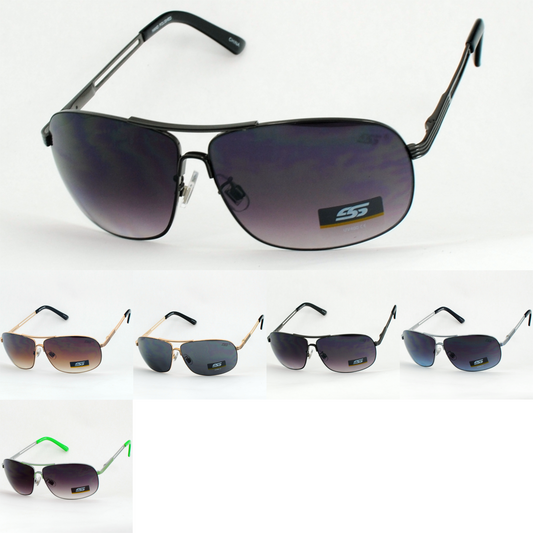 Sleek Metal Wrap-Around Aviator Sunglasses with Gradient Lenses SS8053