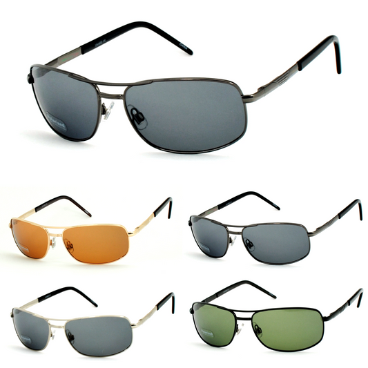 Sleek Polarized Sport Aviators with Lightweight Metal Frame and Rectangular Lenses SS8070-PL