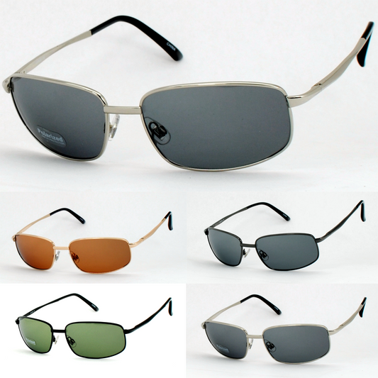 Men’s Rectangular Polarized Metal Sunglasses with Slim Lightweight Frame SS8071-PL