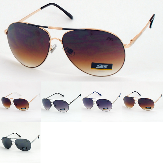 Classic Metal Aviator Sunglasses with Gradient UV400 Lenses and Accent Tips SS8099