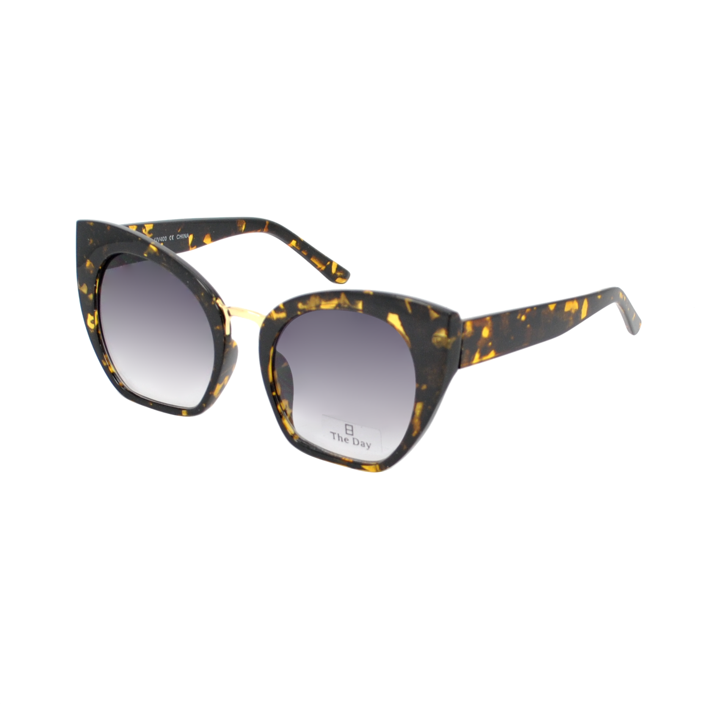 Modern Cat-Eye Sunglasses with Gradient Lens and Gold Bridge TD10273
