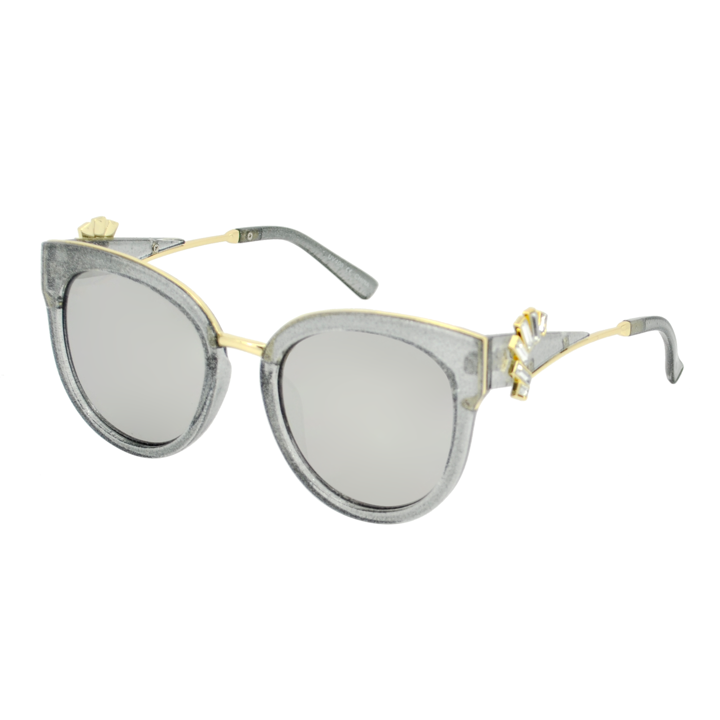 Cat-Eye Sunglasses with Crystal Accents & Gold Bridge TD10277