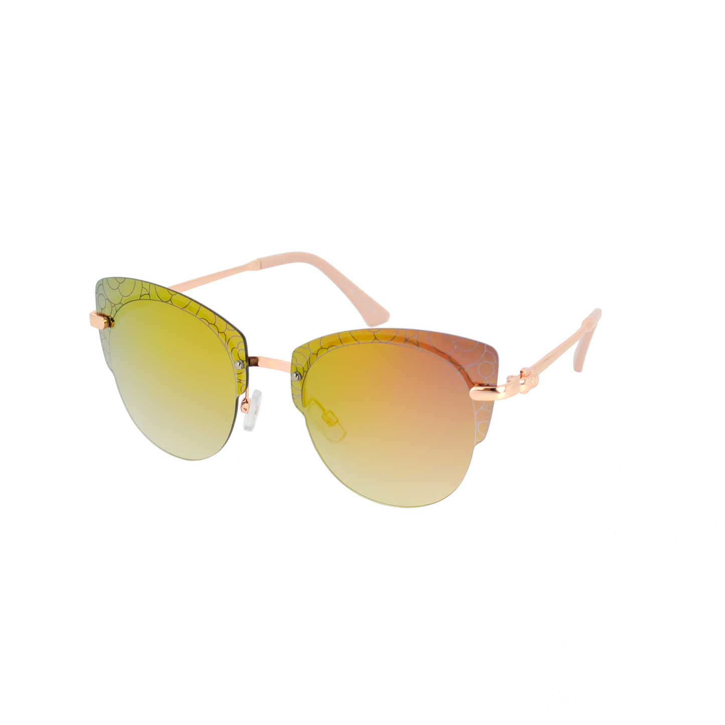 Rimless Cat-Eye Sunglasses with Mosaic Pattern Etched Detail TD10325