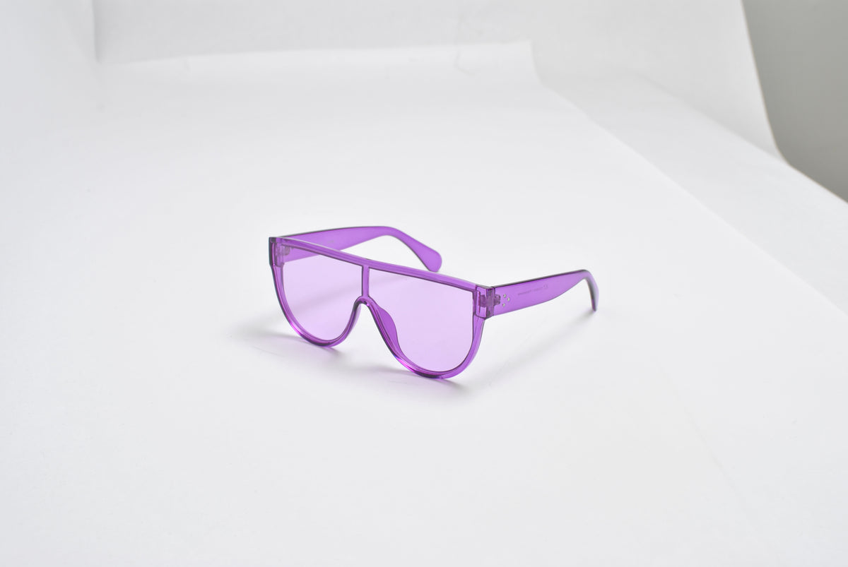 Translucent Flat Shield Sunglasses with Assorted Candy Colors and Studded Temples TD10542-1