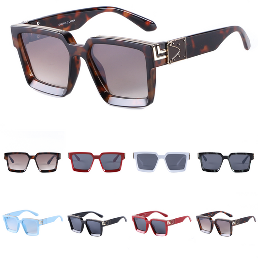 Vintage Square Statement Sunglasses with Gold Link Hardware TD10664