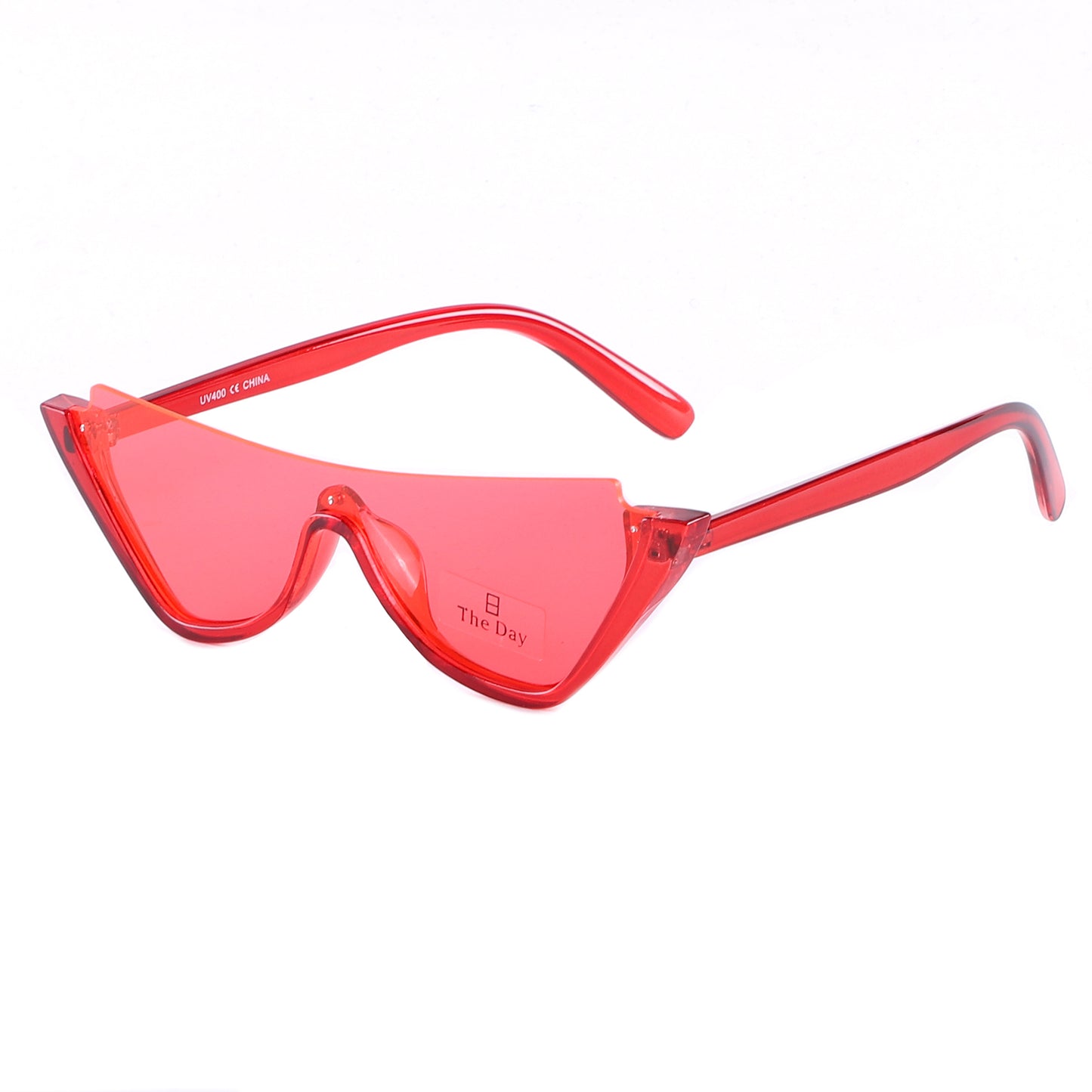 Chic Triangular Cat-Eye Sunglasses with Semi-Rimless Winged Frames TD10757