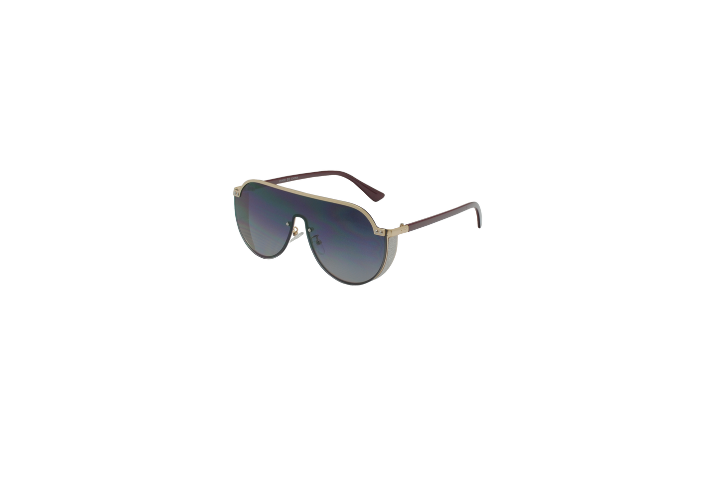 Oversized Rimless Shield Sunglasses for Women with Glitter Side Accents SK10594