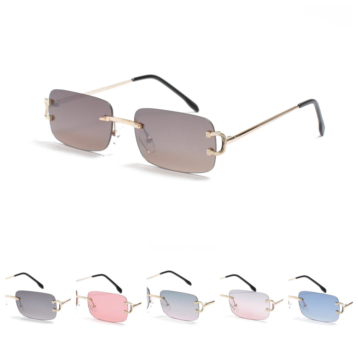 Ultra-Light Rimless Gold Temple Sunglasses J10807