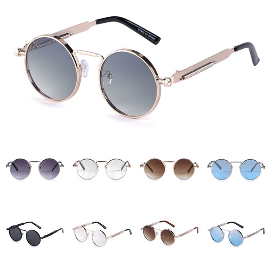 Vintage Round Metal Sunglasses with Signature Coil Temple Detail J10913