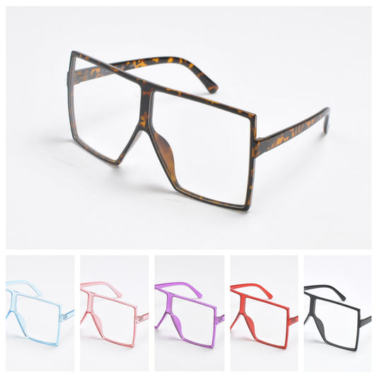 Fashion Oversized Square Shield Frame Clear Glasses P10353-C