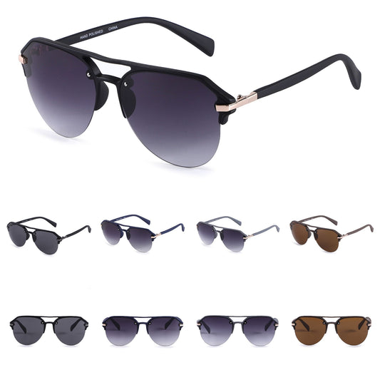 Stylish Semi-Rimless Aviator Sunglasses with Gradient Lenses P10380