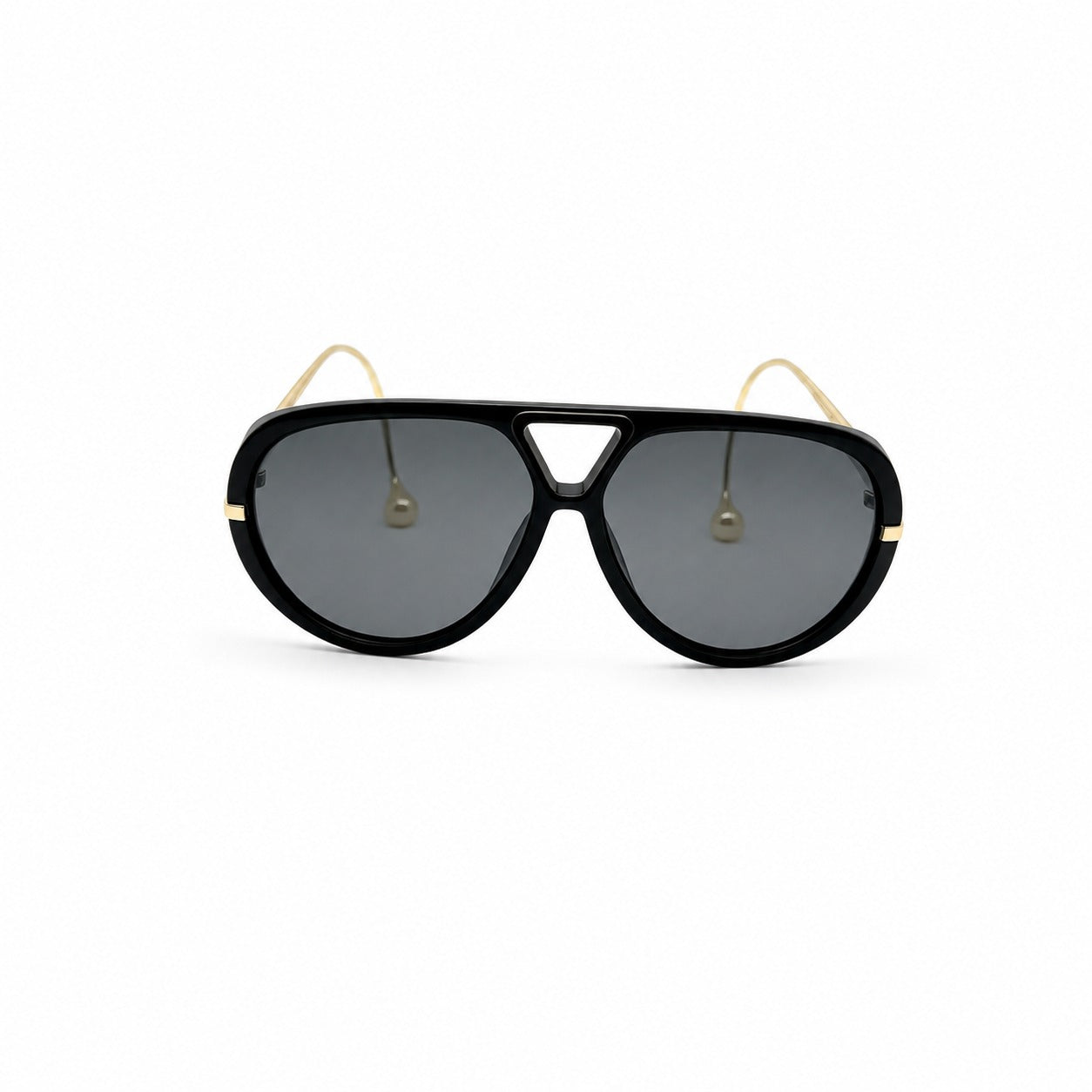 Oversized Aviator Sunglasses with Gold Curved Wire Side Temples and Droplet Tips P11159