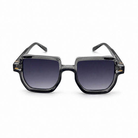 Oversized Square Sunglasses with Gold Arrow Front Rivets and Metal Side Hinge Accents P11159