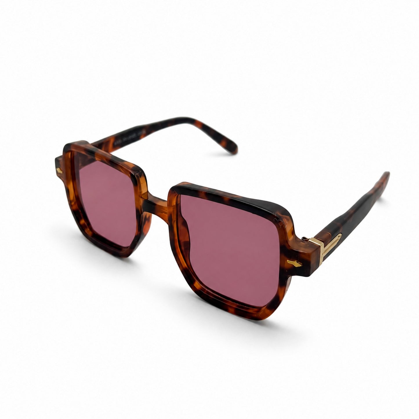 Oversized Square Sunglasses with Gold Arrow Front Rivets and Metal Side Hinge Accents P11159