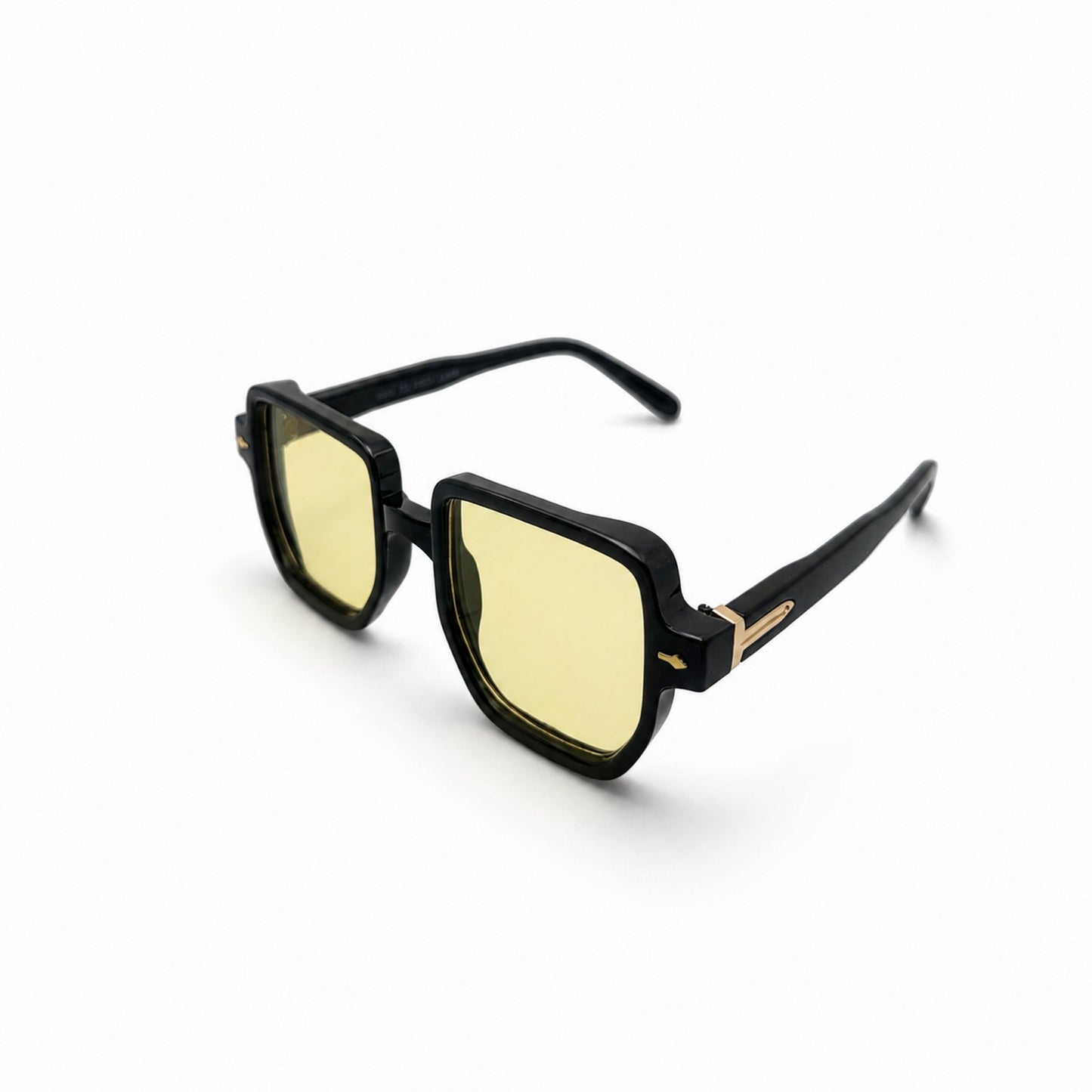 Oversized Square Sunglasses with Gold Arrow Front Rivets and Metal Side Hinge Accents P11159
