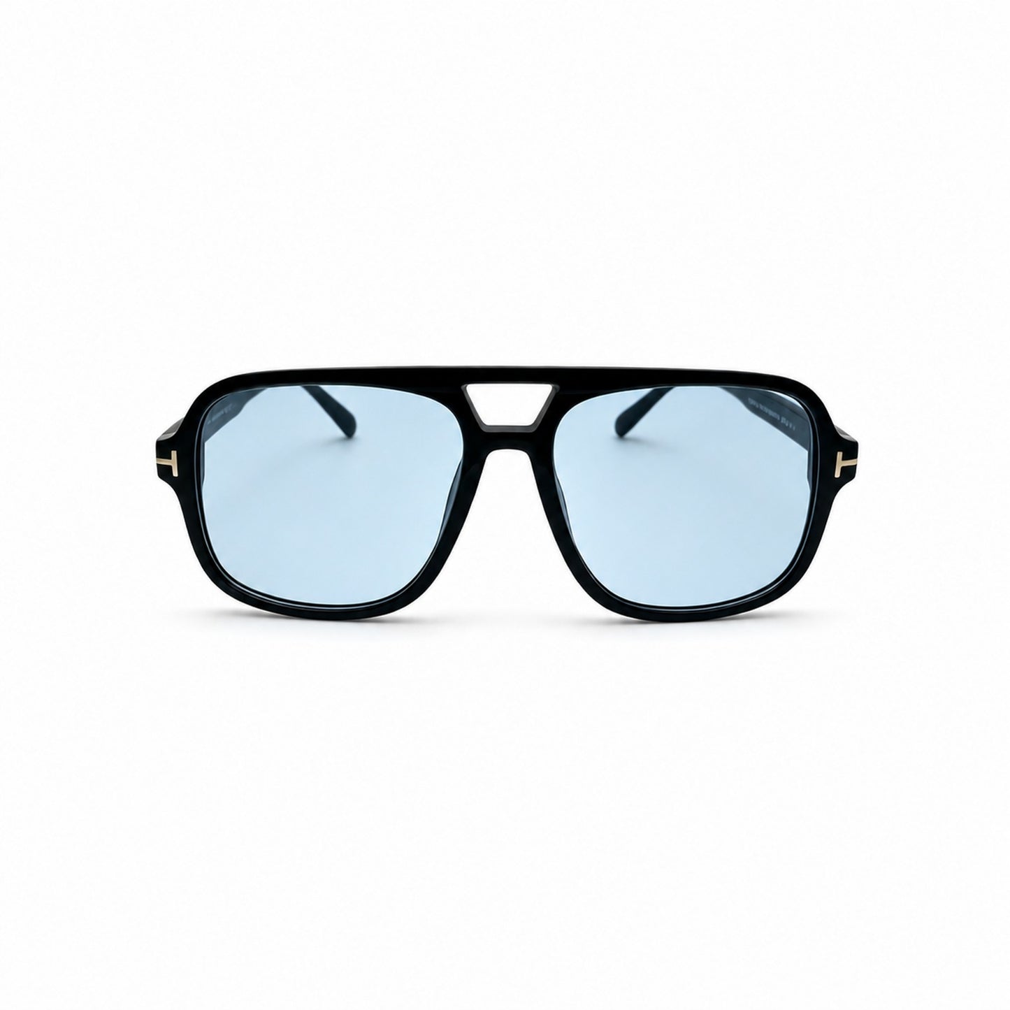 Modern Oversized Double-Bridge Aviator Sunglasses with Gold T-Hinge Side Details P11160