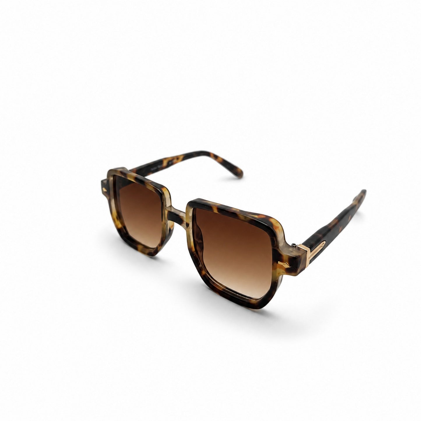 Oversized Square Sunglasses with Gold Arrow Front Rivets and Metal Side Hinge Accents P11159