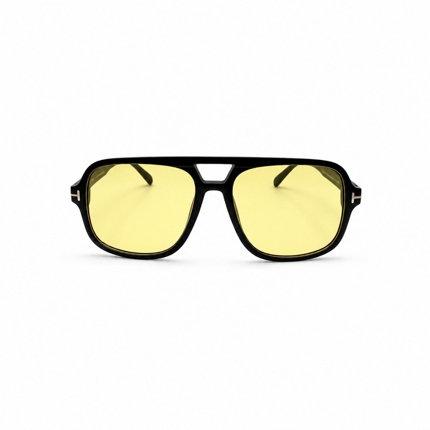 Modern Oversized Double-Bridge Aviator Sunglasses with Gold T-Hinge Side Details P11160