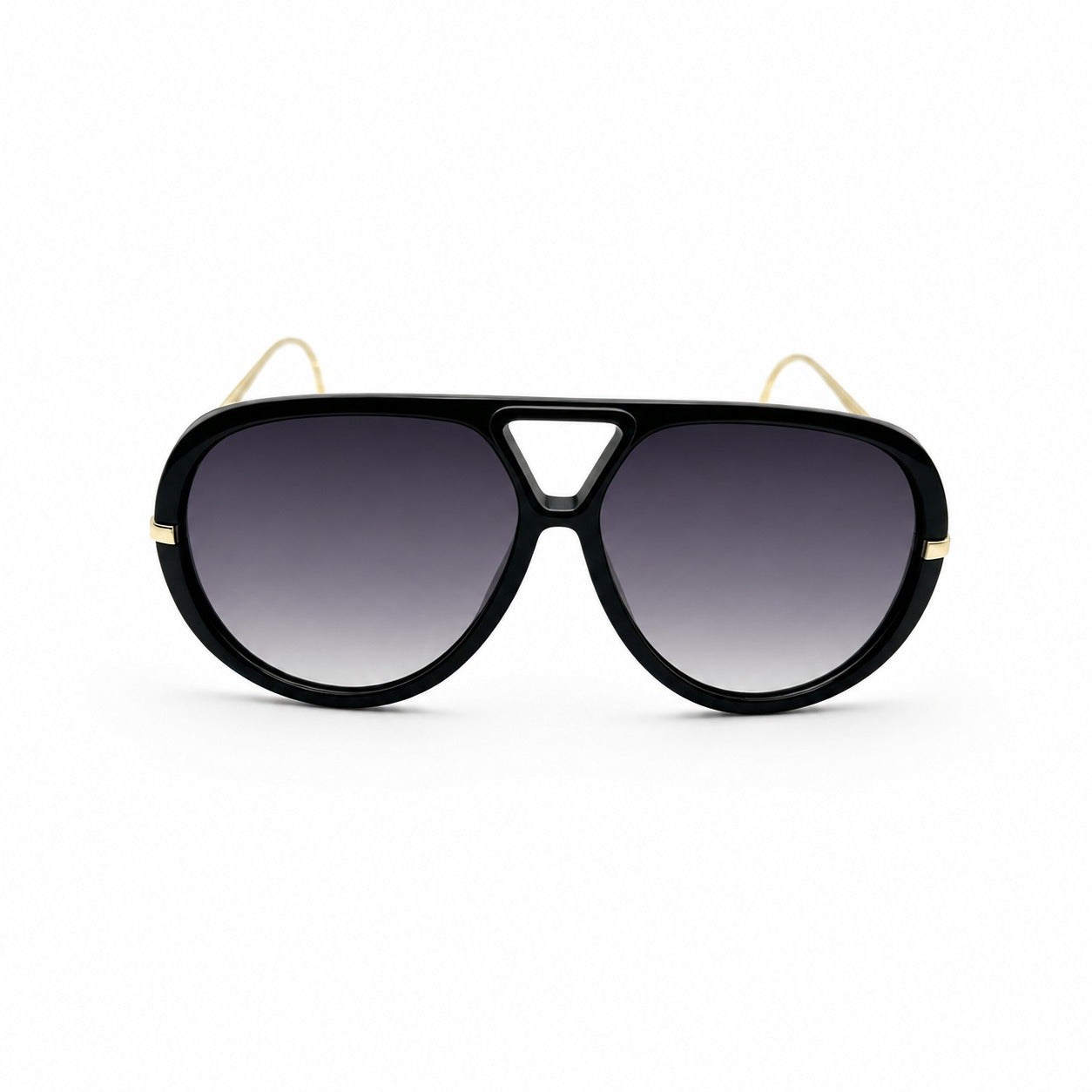Oversized Aviator Sunglasses with Gold Curved Wire Side Temples and Droplet Tips P11159