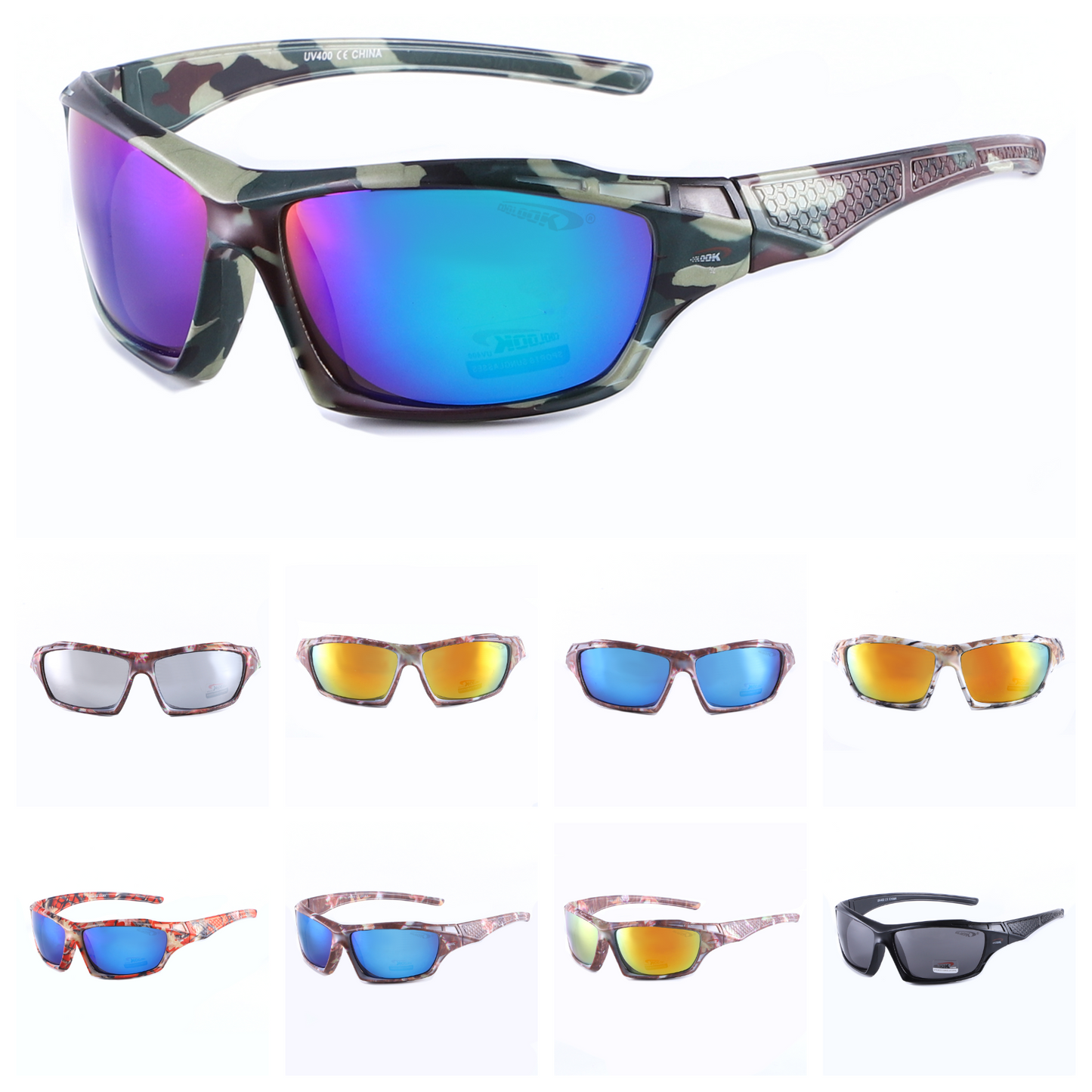 Coolook Semi-Rimless Camo Print Sunglasses CL10845