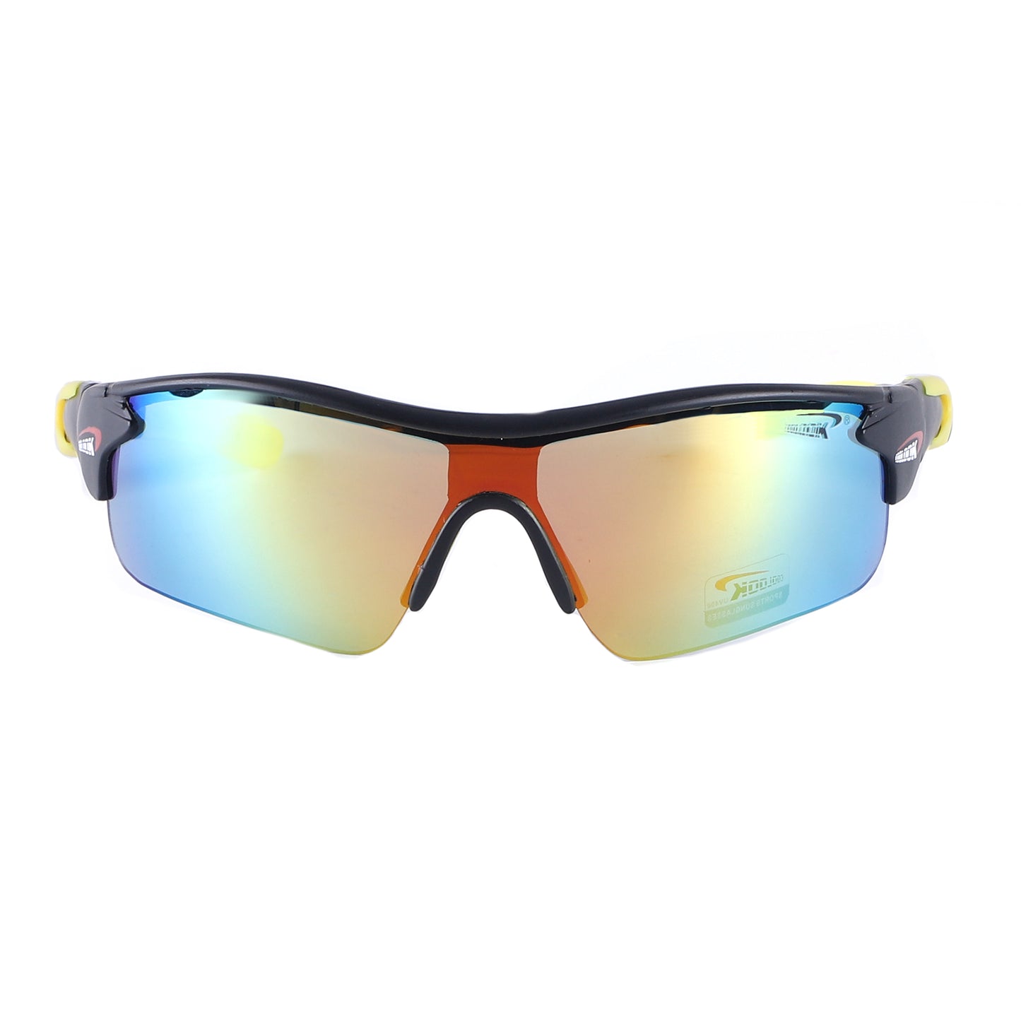Polarized Sports Wrap Sunglasses with Metallic Side Accent Plates and Two-Tone Rubberized Side Arms CL113-PL
