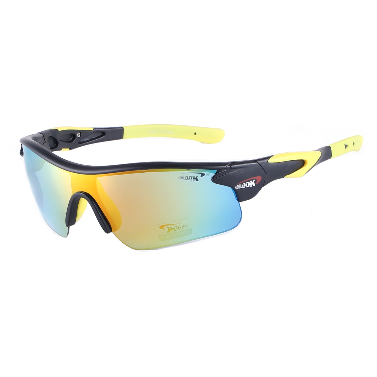 Polarized Sports Wrap Sunglasses with Metallic Side Accent Plates and Two-Tone Rubberized Side Arms CL113-PL