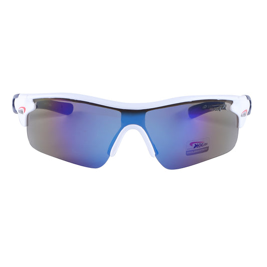 Polarized Sports Wrap Sunglasses with Metallic Side Accent Plates and Two-Tone Rubberized Side Arms CL113-PL