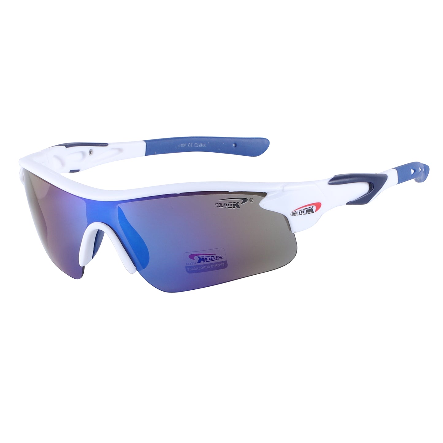 Polarized Sports Wrap Sunglasses with Metallic Side Accent Plates and Two-Tone Rubberized Side Arms CL113-PL