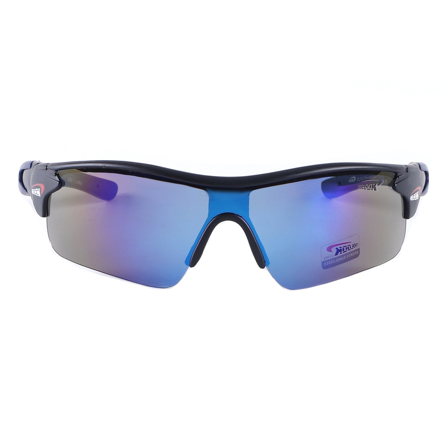 Polarized Sports Wrap Sunglasses with Metallic Side Accent Plates and Two-Tone Rubberized Side Arms CL113-PL